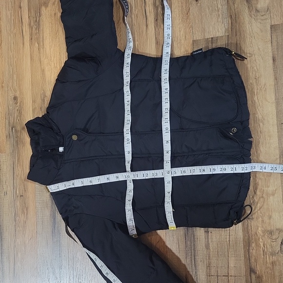 CALVIN KLEIN Black Full Zip Puffer Nylon Coat w/ Toggle Waist & Adjustable Cuffs - Picture 12 of 16